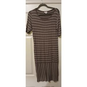Lula Roe Julia Dress. Brown/White Stripe. Size Medium. $18